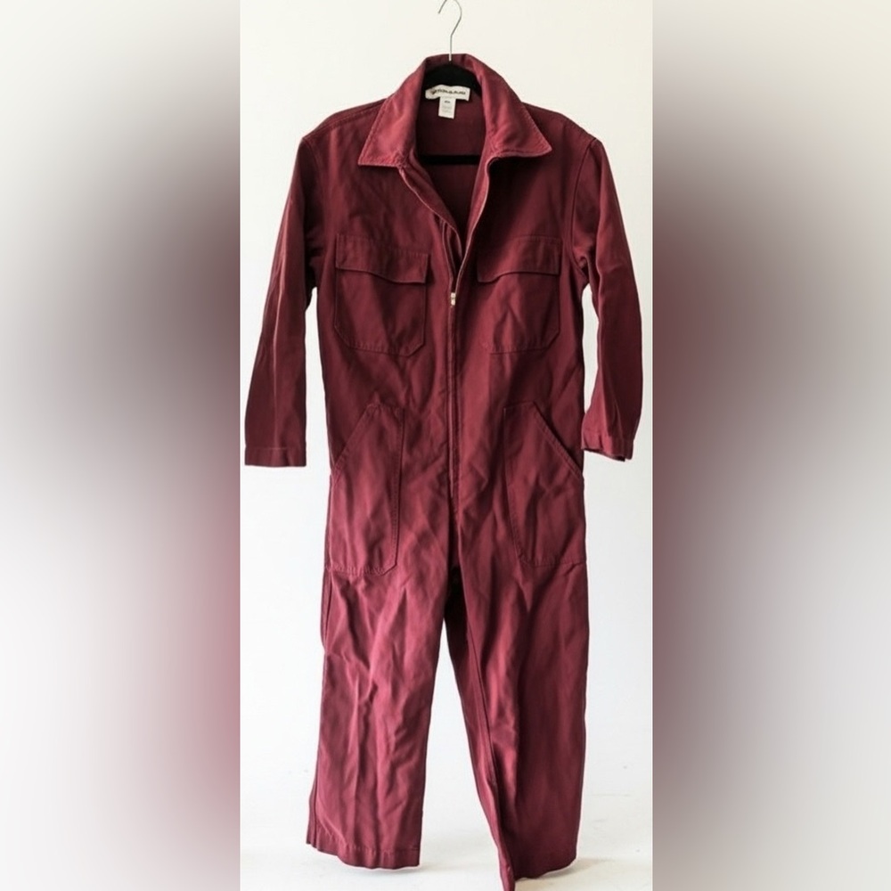 Caron Callahan Maroon Zip-Up Jumpsuit M